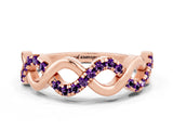 Rose gold Twist Infinity Round Amethyst Band with Pavé Setting_6