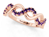 Rose gold Twist Infinity Round Amethyst Band with Pavé Setting_7