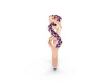 Rose gold Twist Infinity Round Amethyst Band with Pavé Setting_8