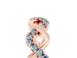 Rose gold Twist Infinity Round Aquamarine Band with Pavé Setting_11