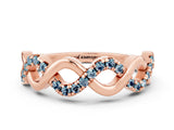 Rose gold Twist Infinity Round Aquamarine Band with Pavé Setting_6
