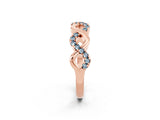 Rose gold Twist Infinity Round Aquamarine Band with Pavé Setting_8