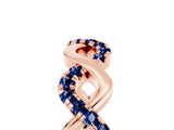 Rose gold Twist Infinity Round Blue Sapphire Band with Pavé Setting_11