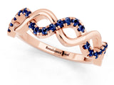 Rose gold Twist Infinity Round Blue Sapphire Band with Pavé Setting_7
