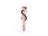 Rose gold Twist Infinity Round Blue Sapphire Band with Pavé Setting_8