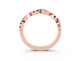 Rose gold Twist Infinity Round Blue Sapphire Band with Pavé Setting_9