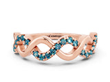 Rose gold Twist Infinity Round Blue Topaz Band with Pavé Setting_6