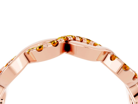 Rose gold Twist Infinity Round Citrine Band with Pavé Setting_10