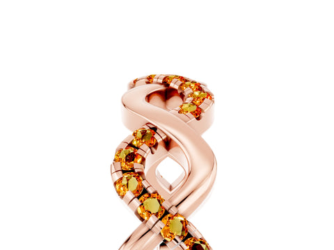 Rose gold Twist Infinity Round Citrine Band with Pavé Setting_11