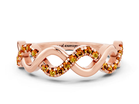 Rose gold Twist Infinity Round Citrine Band with Pavé Setting_6