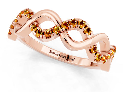 Rose gold Twist Infinity Round Citrine Band with Pavé Setting_7