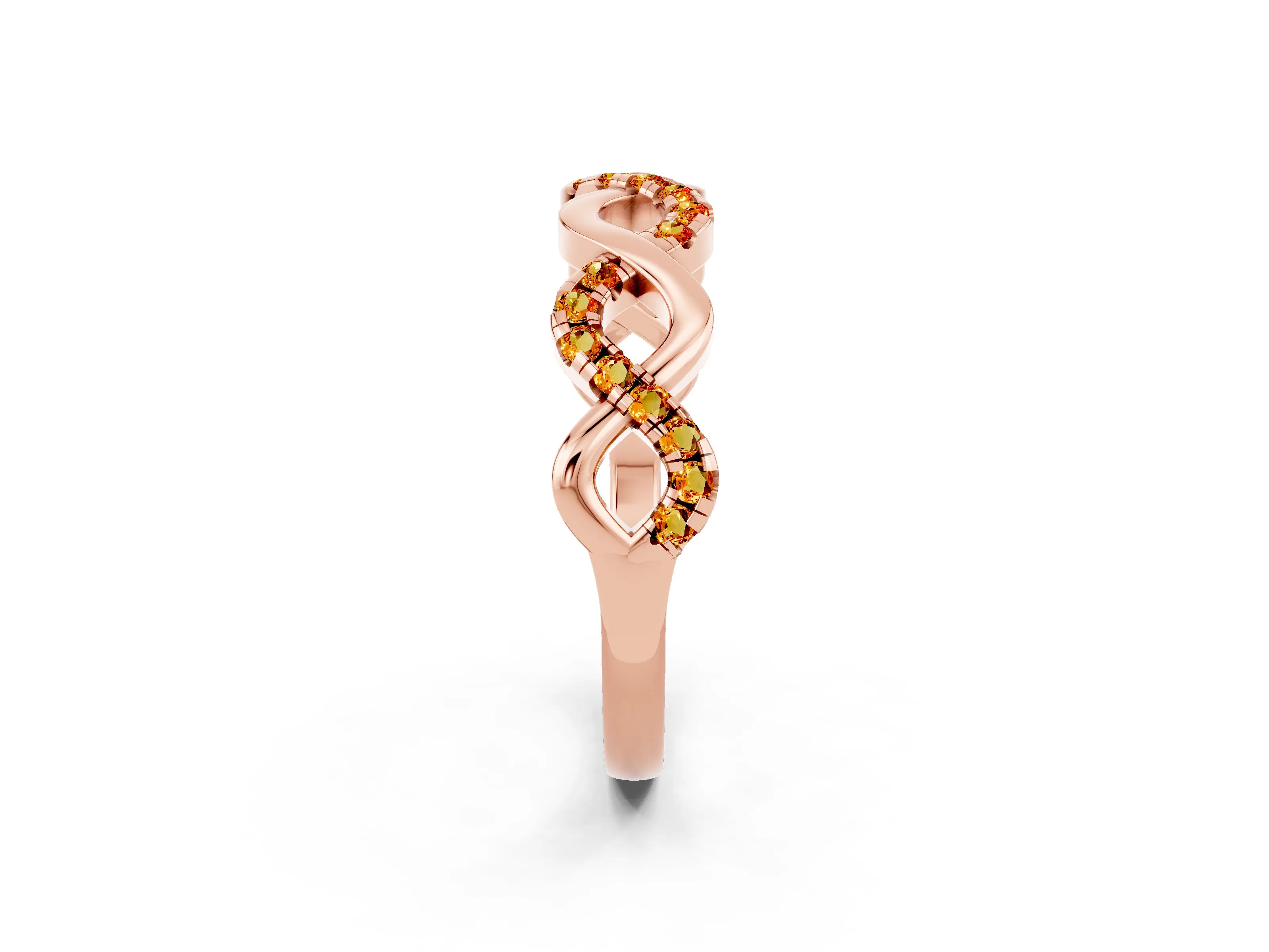 Rose gold Twist Infinity Round Citrine Band with Pavé Setting_8
