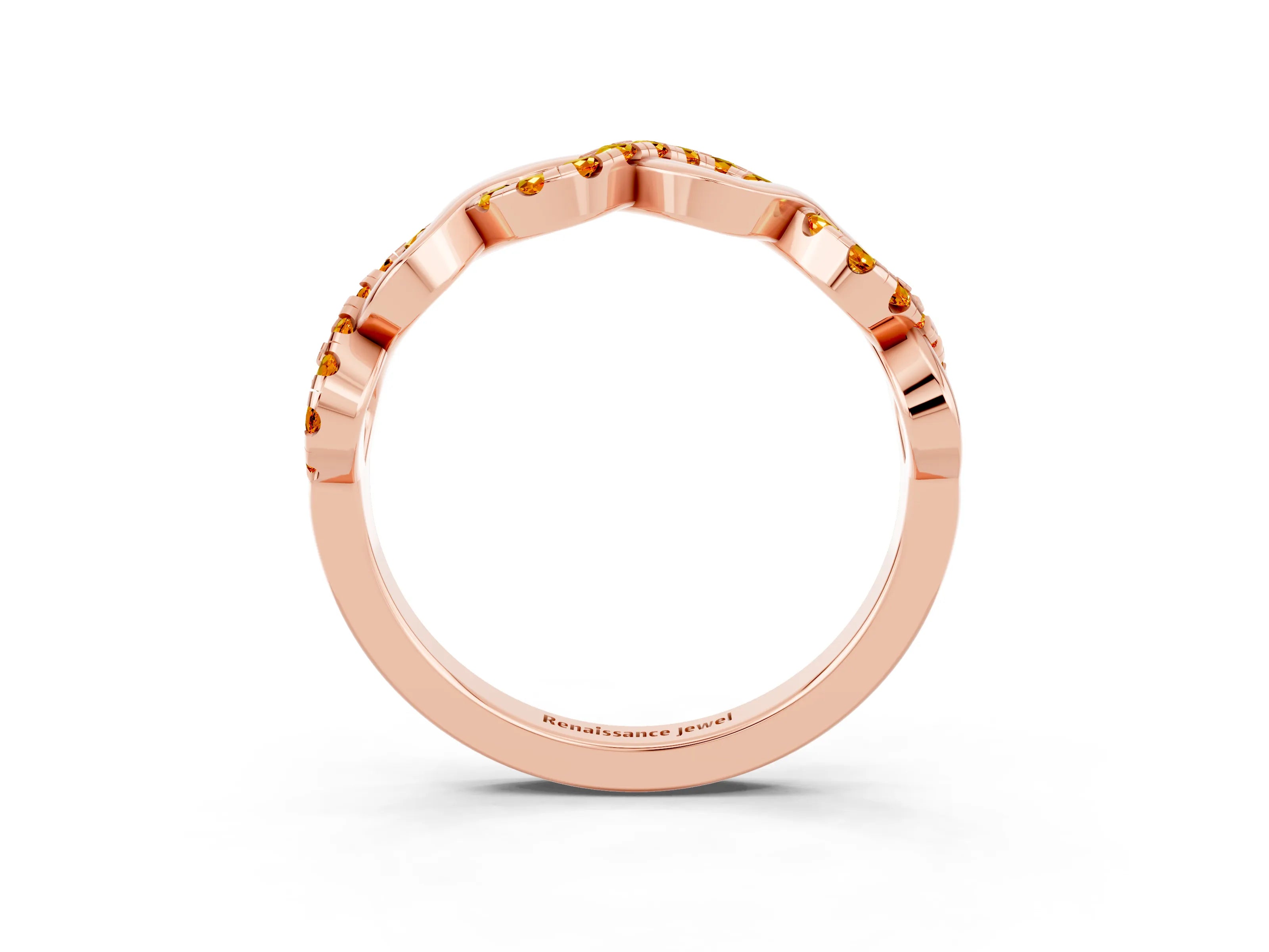 Rose gold Twist Infinity Round Citrine Band with Pavé Setting_9