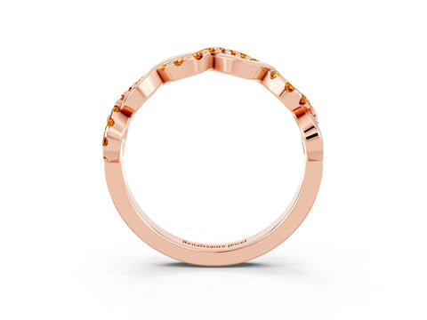 Rose gold Twist Infinity Round Citrine Band with Pavé Setting_9