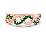 Rose gold Twist Infinity Round Emerald Band with Pavé Setting_6