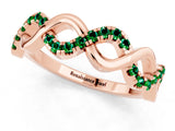 Rose gold Twist Infinity Round Emerald Band with Pavé Setting_7