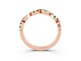 Rose gold Twist Infinity Round Emerald Band with Pavé Setting_9