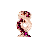 Rose gold Twist Infinity Round Garnet Band with Pavé Setting_11