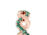 Rose gold Twist Infinity Round Green Sapphire Band with Pavé Setting_11