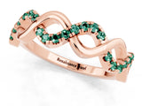 Rose gold Twist Infinity Round Green Sapphire Band with Pavé Setting_7