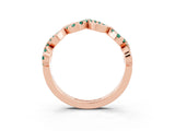 Rose gold Twist Infinity Round Green Sapphire Band with Pavé Setting_9
