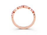 Rose gold Twist Infinity Round Pink Sapphire Band with Pavé Setting_9