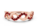 Rose gold Twist Infinity Round Ruby Band with Pavé Setting_6
