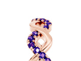 Rose gold Twist Infinity Round Tanzanite Band with Pavé Setting_11