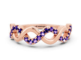 Rose gold Twist Infinity Round Tanzanite Band with Pavé Setting_6