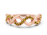 Rose gold Twist Infinity Round Yellow Sapphire Band with Pavé Setting_6