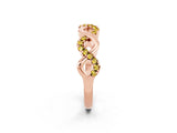 Rose gold Twist Infinity Round Yellow Sapphire Band with Pavé Setting_8