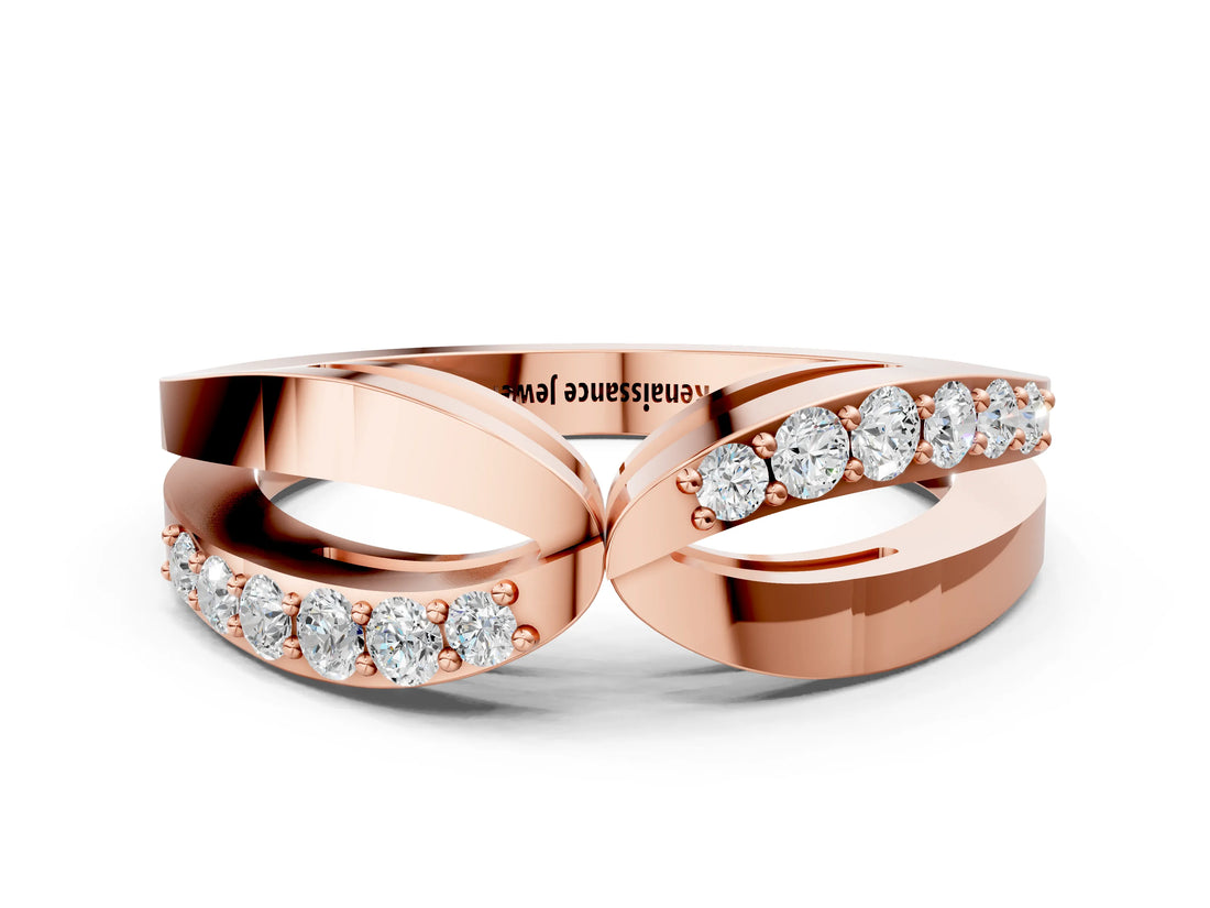 Rose gold Twist Pave Round Diamond Infinity Band with Channel Setting_4