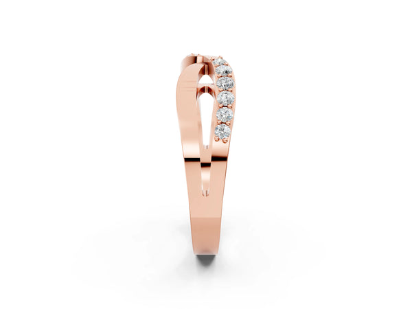 Rose gold Twist Pave Round Diamond Infinity Band with Channel Setting