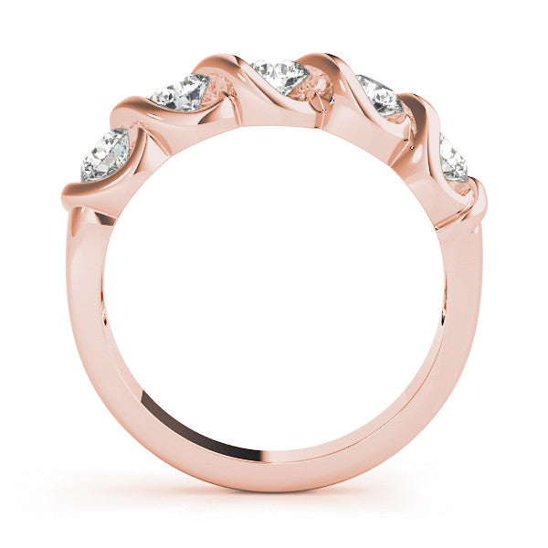 Rose gold Twist Prong Round Diamond Eternity Band 1