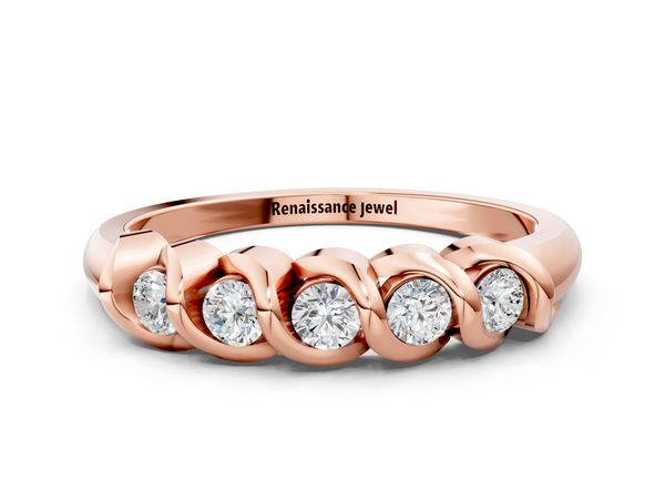 Rose gold Round Diamond Eternity Band with Twist Prong Setting
