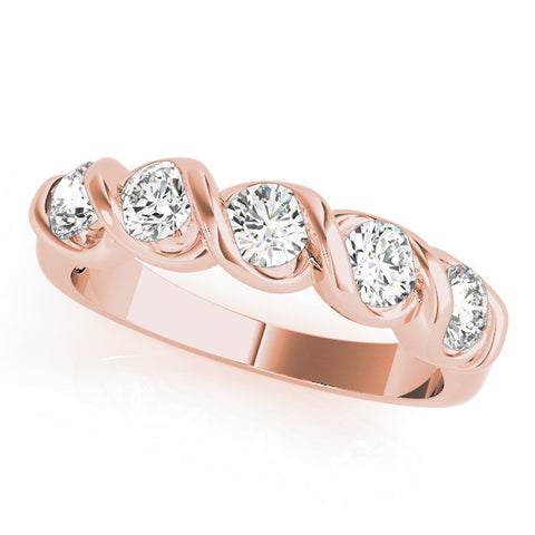 Rose gold Twist Prong Round Diamond Eternity Band
