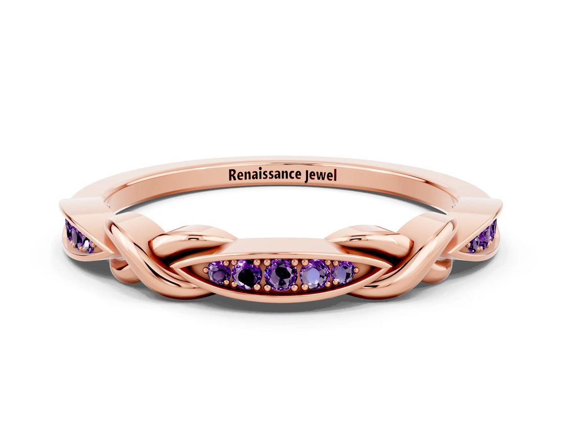Rose gold Twisted Amethyst Marquise Pavé Band with Shared Prong Setting_6
