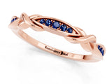 Rose gold Twisted Blue Sapphire Marquise Pavé Band with Shared Prong Setting_7