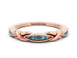 Rose gold Twisted Blue Topaz Marquise Pavé Band with Shared Prong Setting_6
