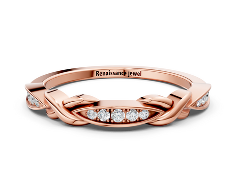 Rose gold Twisted Diamond Marquise Pavé Band with Shared Prong Setting_89