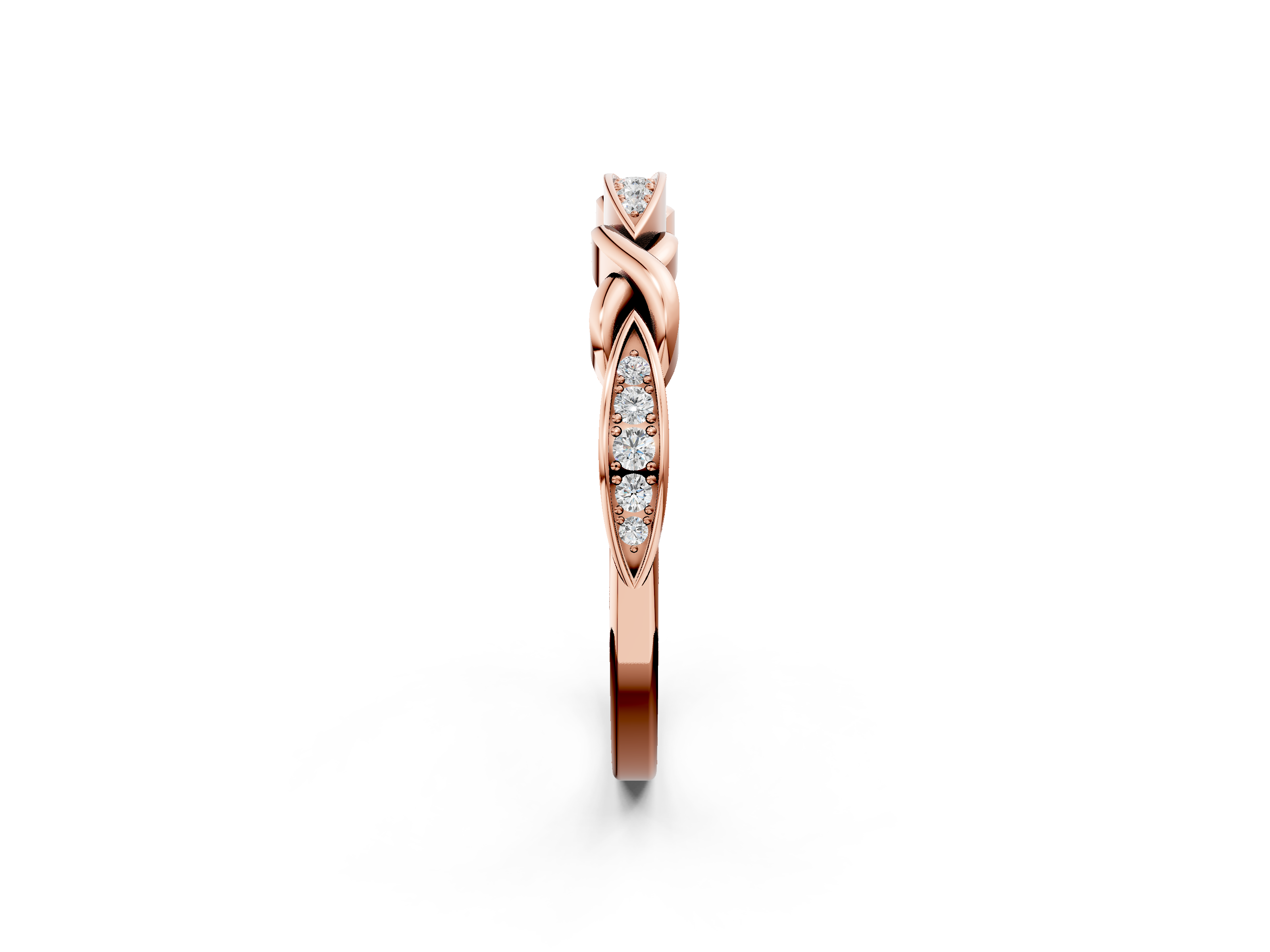 Rose gold Twisted Diamond Marquise Pavé Band with Shared Prong Setting_91