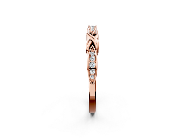 Rose gold Twisted Marquise Diamond Pavé Band with Shared Prong Setting