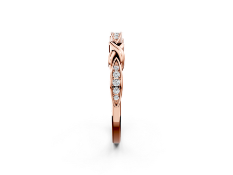 Rose gold Twisted Diamond Marquise Pavé Band with Shared Prong Setting_91