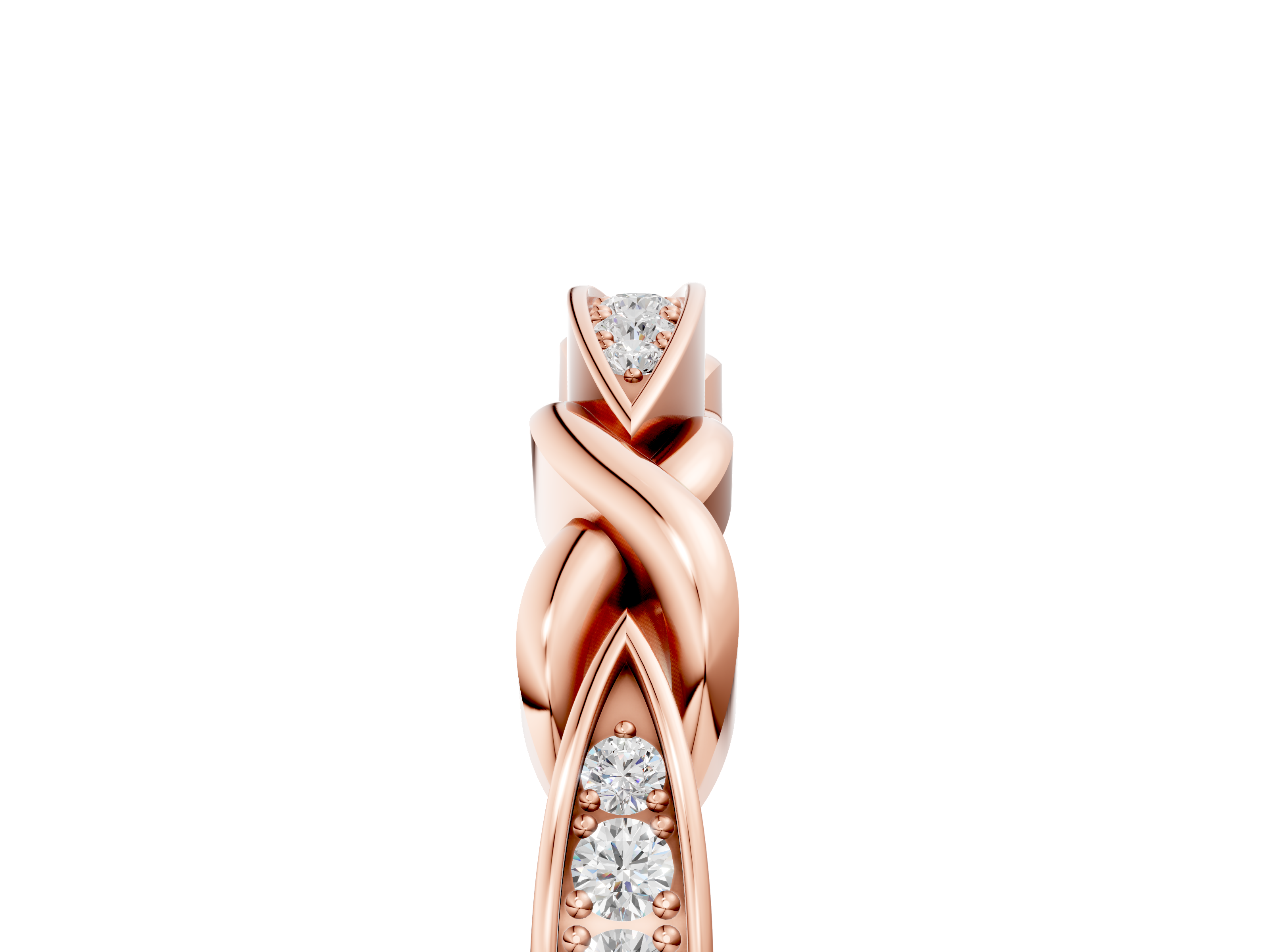 Rose gold Twisted Diamond Marquise Pavé Band with Shared Prong Setting_94