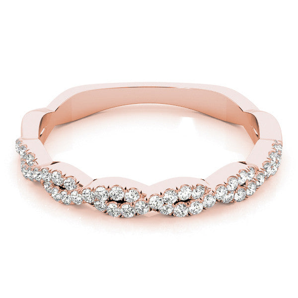 Rose gold Twisted Diamond Pavé Round Eternity Band with Shared Prong Setting 1