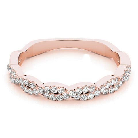 Rose gold Twisted Diamond Pavé Round Eternity Band with Shared Prong Setting 1