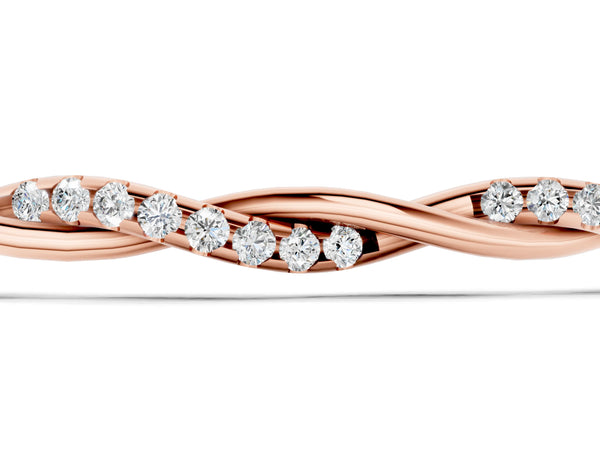 Rose gold Twisted Diamond Round-Cut Cable Chain Bracelet with Bezel Setting