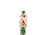 Rose gold Twisted Emerald Marquise Pavé Band with Shared Prong Setting_11