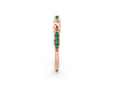 Rose gold Twisted Emerald Marquise Pavé Band with Shared Prong Setting_8