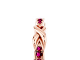 Rose gold Twisted Garnet Marquise Pavé Band with Shared Prong Setting_11